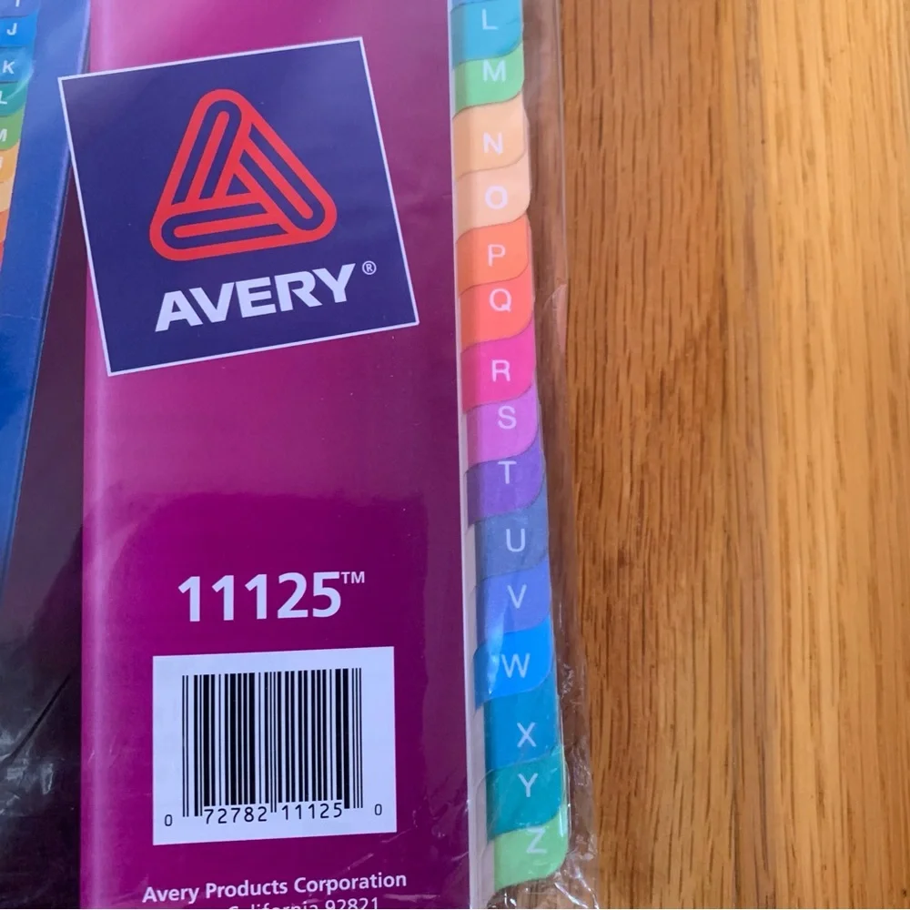 Avery Ready Index A-Z Color Coded Divider Sheets w/ Tabs No. 11225